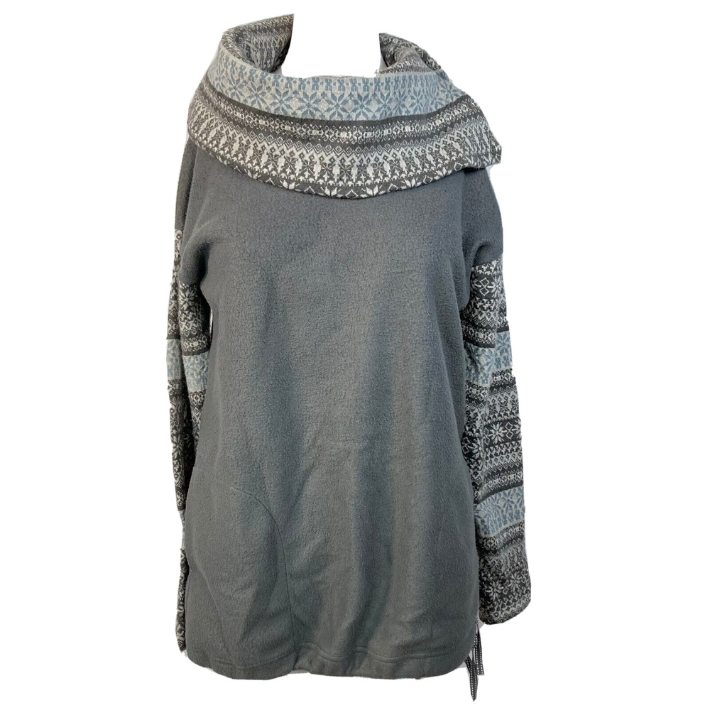 Saturday Sunday Sweater Womens Sz XS Gray Wool Fair Isle Cowl Turtleneck Tunic